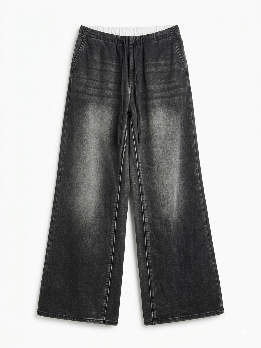 Stylish Double Denim Girls Baggy Jeans for Everyday Comfort