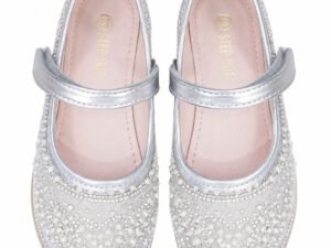 Cute Silver Rhinestone Dress Shoes for Girls