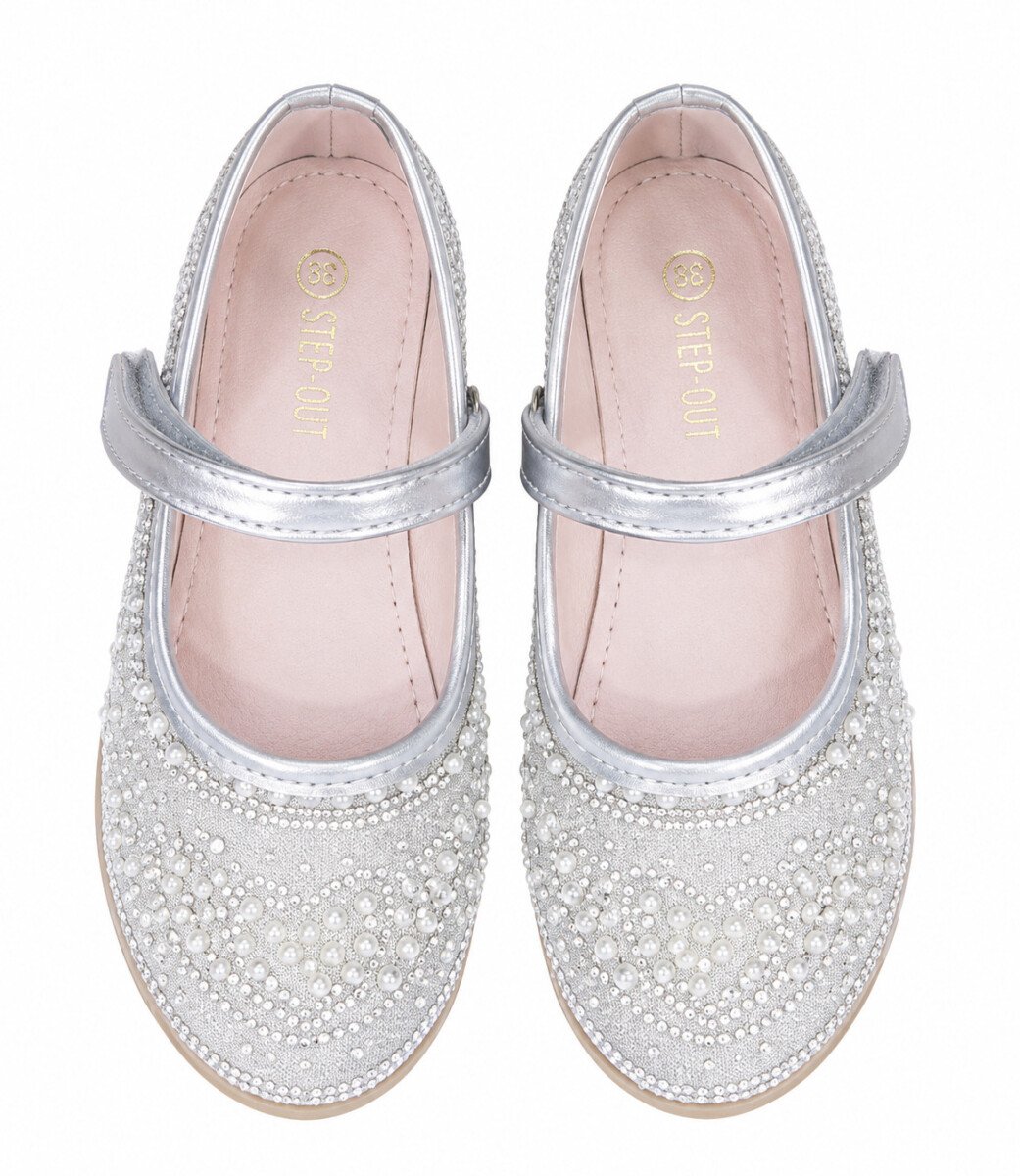 Cute Silver Rhinestone Dress Shoes for Girls