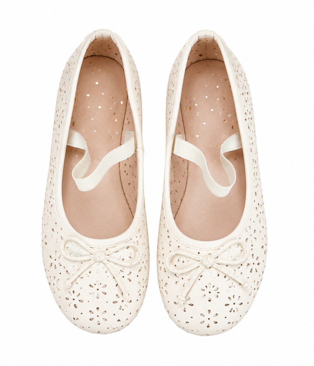 Elegant Floral Ballet Flats for Girls – Ivory
