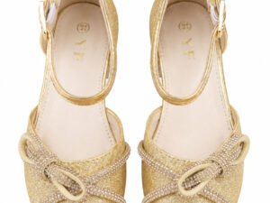 Elegant Gold Glitter Party Shoes for Girls