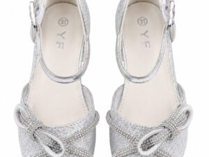 Elegant Silver Glitter Party Shoes for Girls