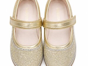 Elegant Gold Bling Dress Shoes for Girls
