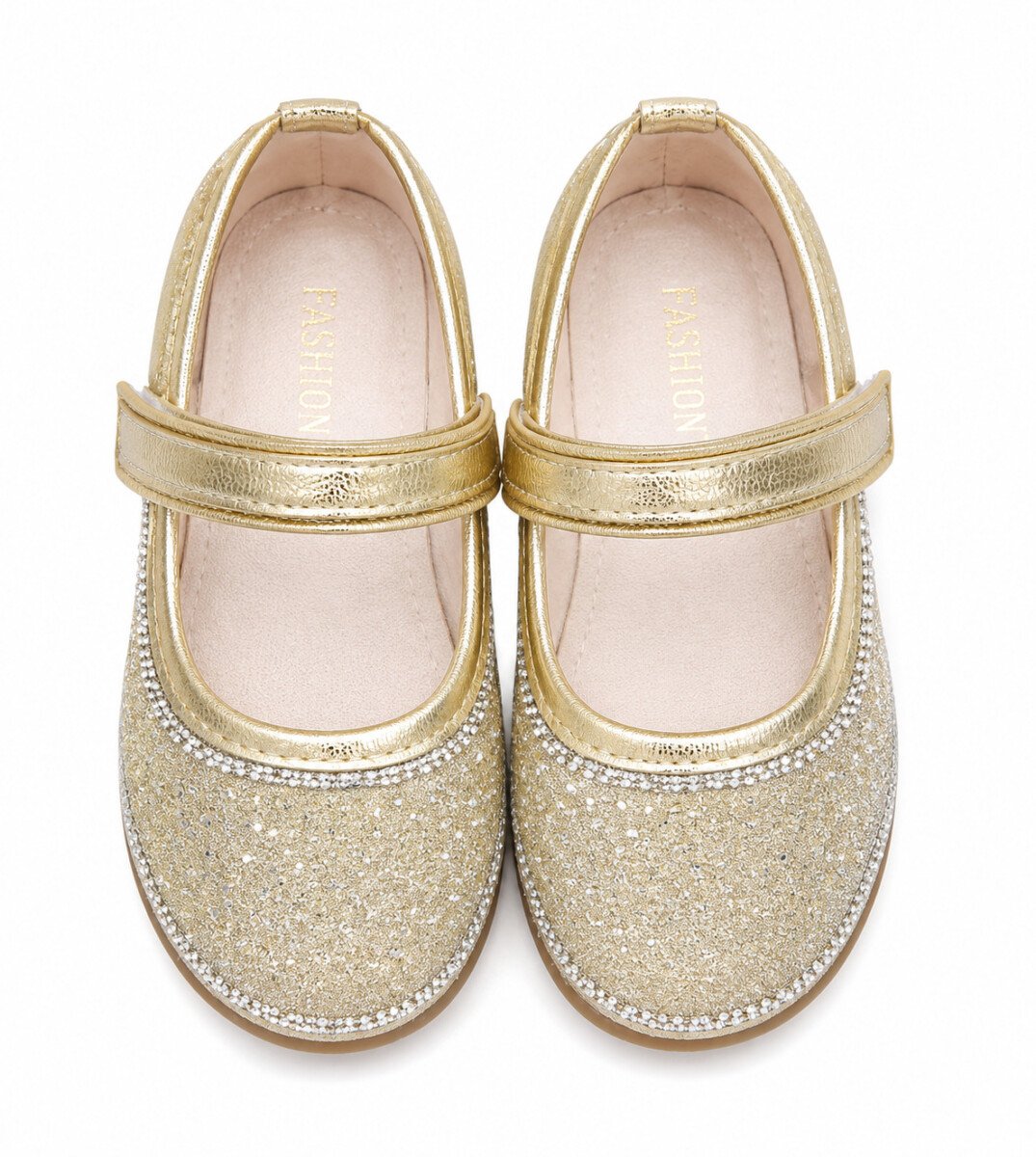 Elegant Gold Bling Dress Shoes for Girls
