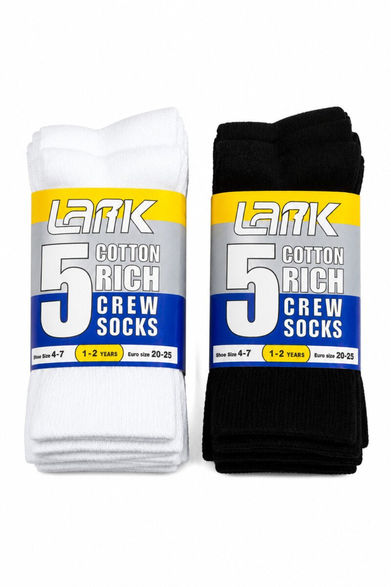 5-Pack Cotton Rich Crew Socks – Soft, Durable & Comfortable Everyday Wear