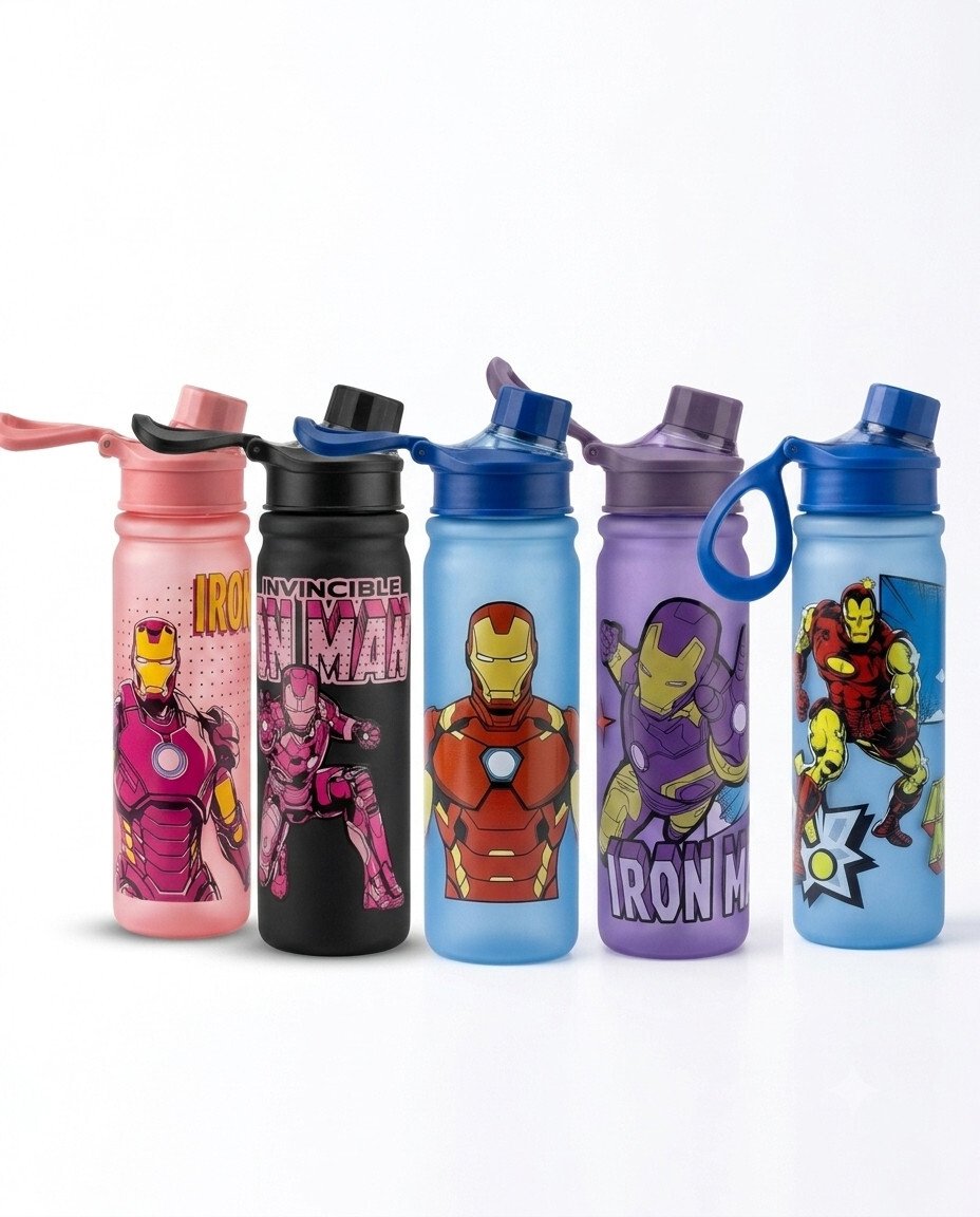 Superhero Character Water Bottle with Easy Carry Handle