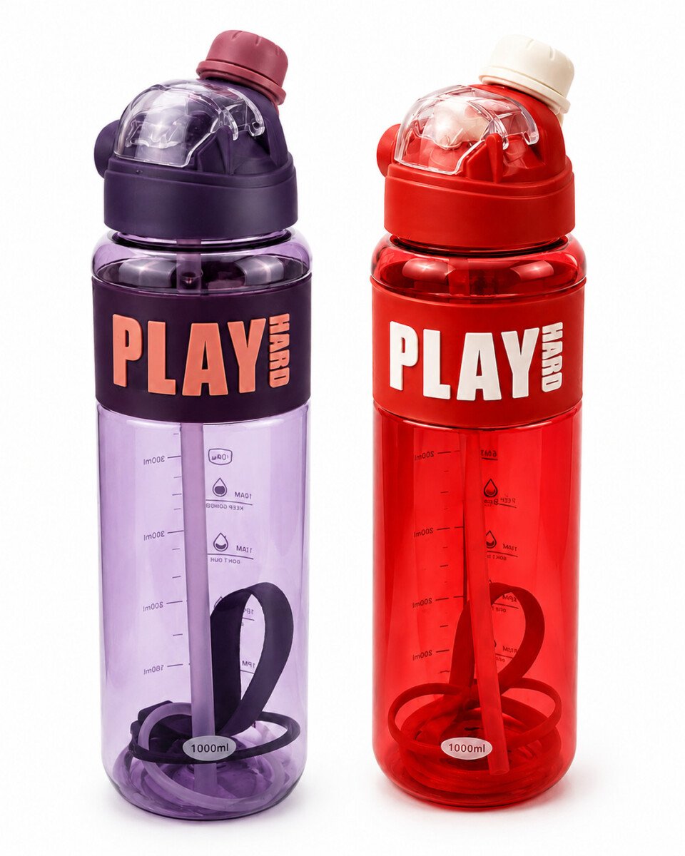 1000ml Leakproof Sports Water Bottle with Straw