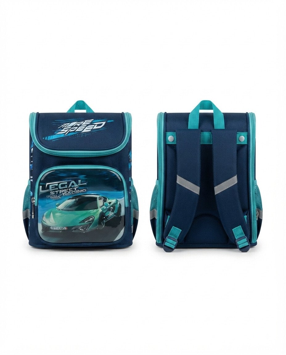 13-Inch Box-Shaped School Bag for Organised Daily Use