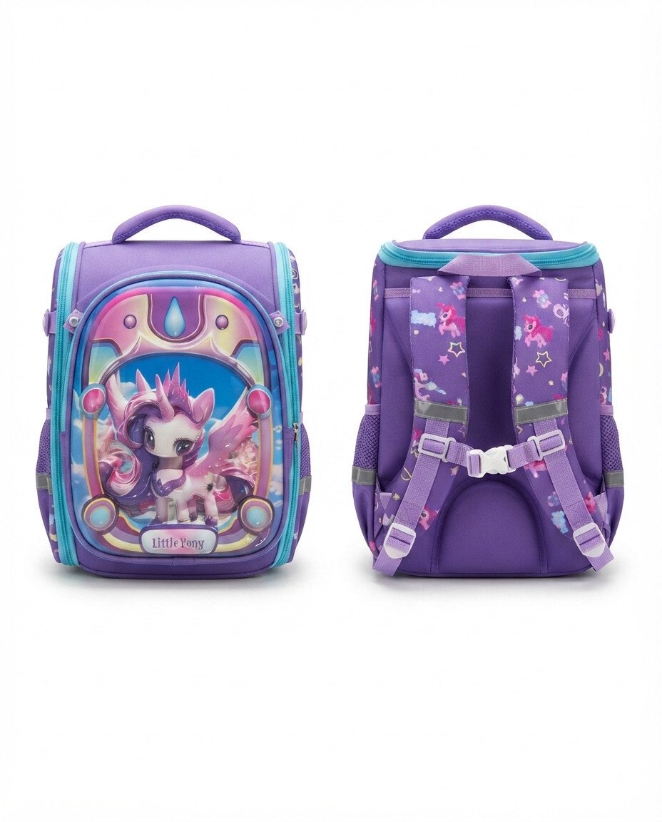 Stylish Box-Shaped School Bag for Everyday Use