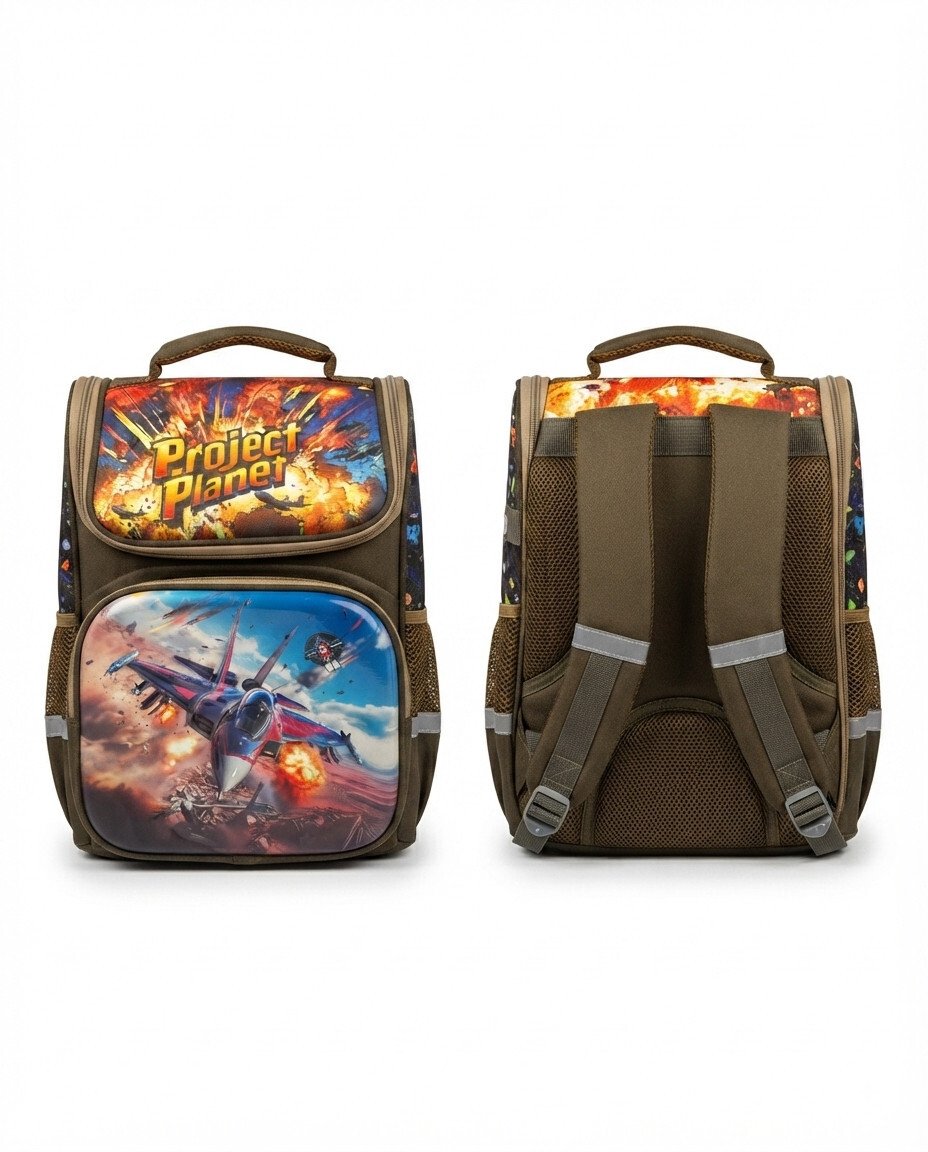 Stylish Box-Shaped School Bag for Everyday Use