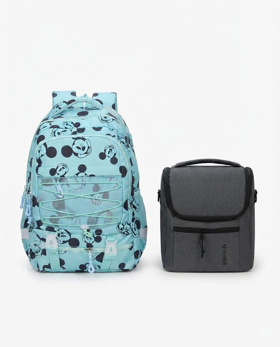 18-Inch Mickey Mouse School Bag and Lunch Bag Combo Set